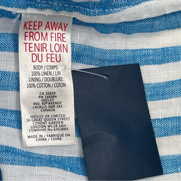 Hatley Isla Linen Dress XL French Stripes Blue White Cruise Resort Party - Picture 11 of 14